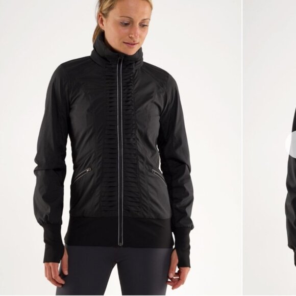 Lululemon Run Back On Track Jacket Lightweight Pockets Zip Ruched Ruffle Black S - Picture 8 of 16